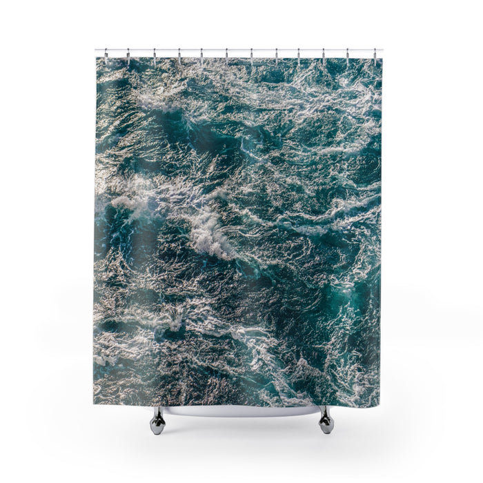 “Midnight Tide” Ocean Wave Shower Curtain