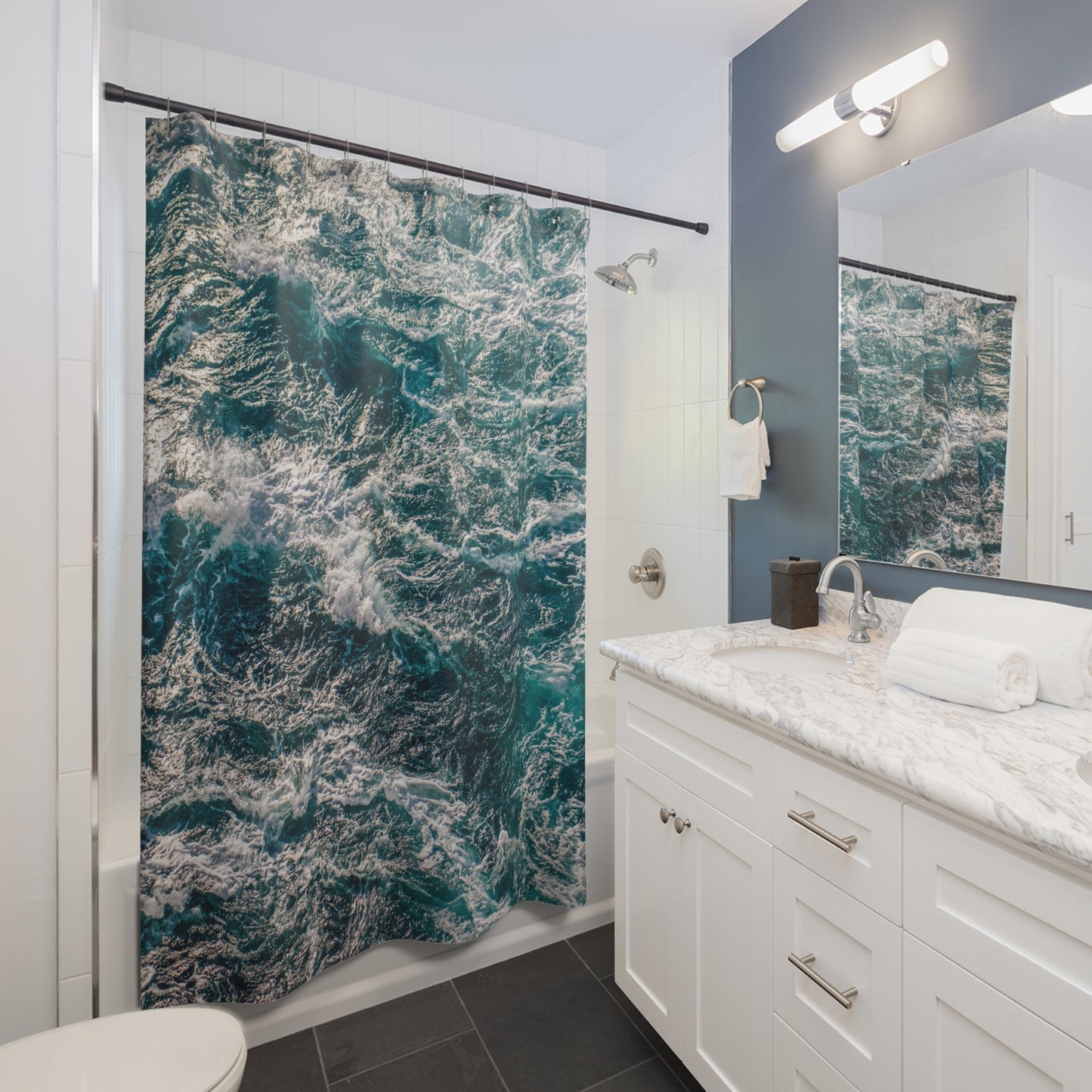 Midnight Tide Ocean Wave Shower Curtain