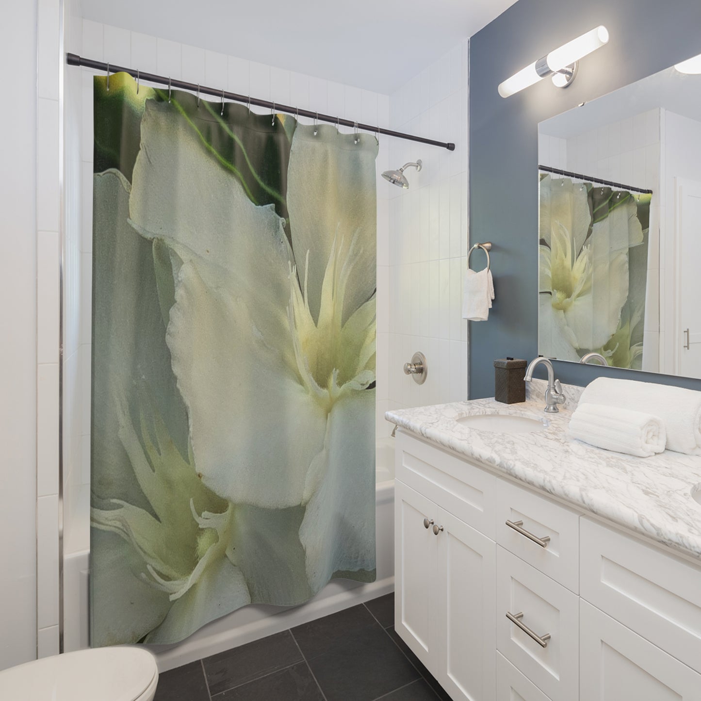 White Flower Shower Curtain