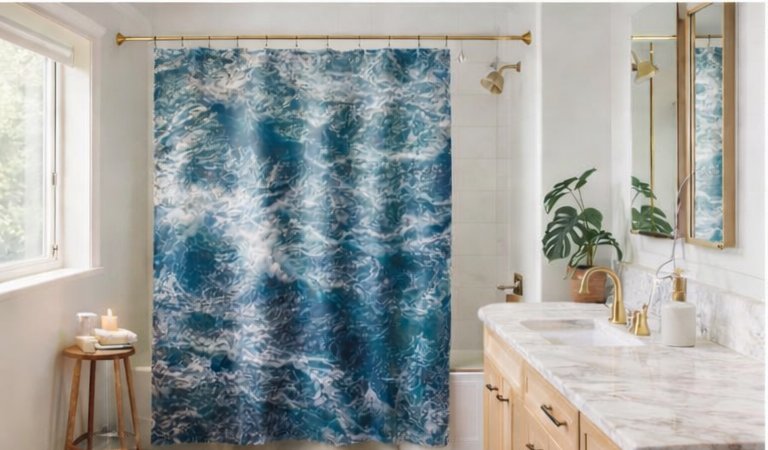 Midnight Tide Ocean Wave Shower Curtain