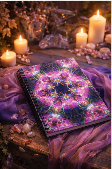 Mystic Kaleidoscope Floral Spiral Notebook – Vibrant Art Journal