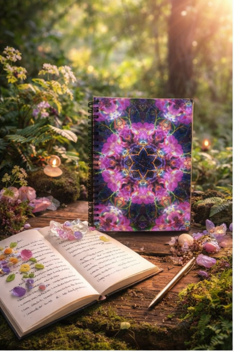 Mystic Kaleidoscope Floral Spiral Notebook – Vibrant Art Journal