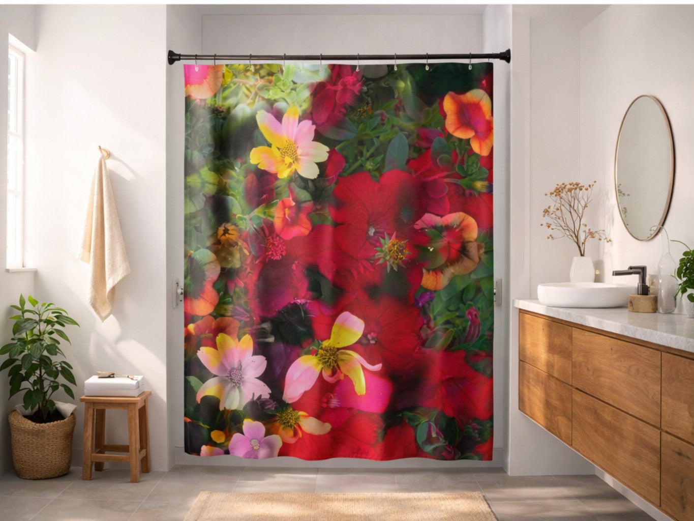 Summer Blooms Floral Shower Curtain
