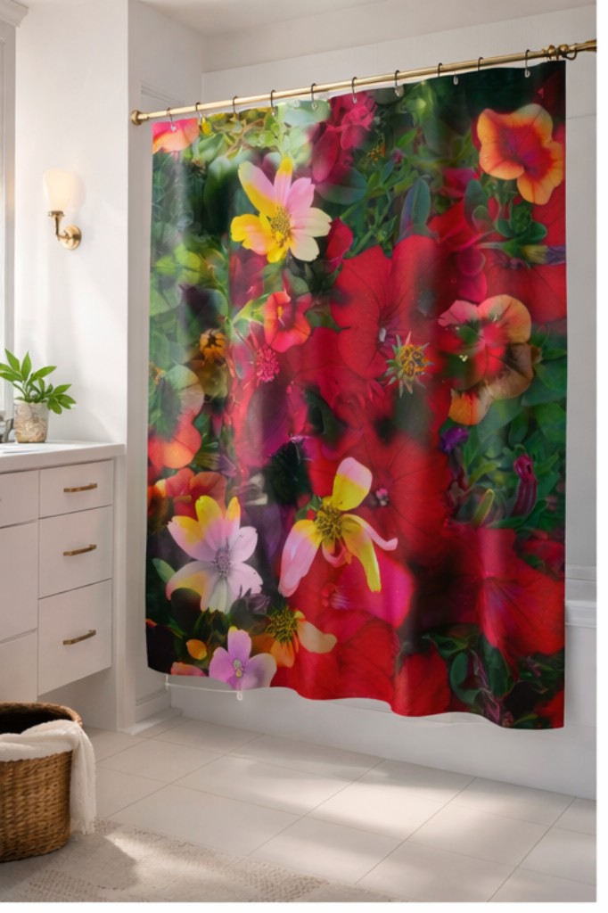 Summer Blooms Floral Shower Curtain