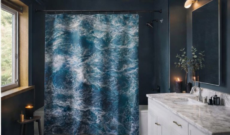 Midnight Tide Ocean Wave Shower Curtain